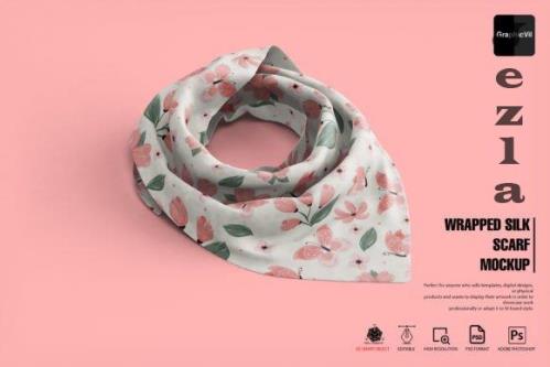 Wrapped Silk Scarf Mockup