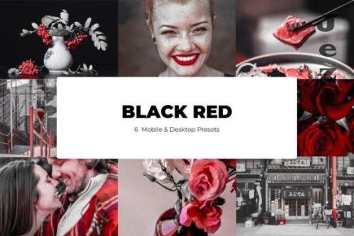 6 Black Red Lightroom Presets - Mobile & Desktop