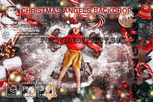 Photoshop overlays Backdrop Christmas Snow Angels in Flour - 2281563