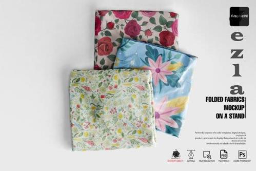 Folded Fabrics Mockup on a stand 2