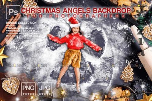 Photoshop overlays Backdrop Christmas Snow Angels in Flour - 2281562
