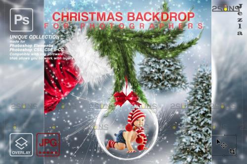 Christmas Backdrop photoshop overlays, Santa hand V02 - 2283280