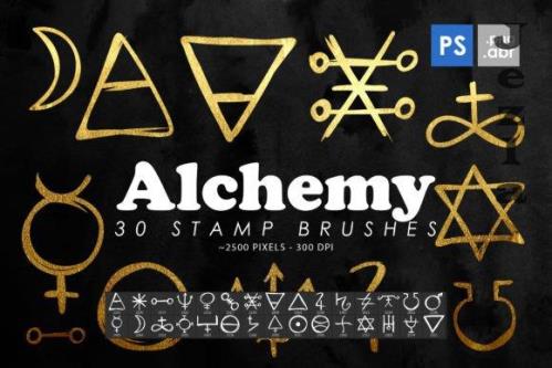 30 Alchemy Symbols Photoshop Stamp Brush