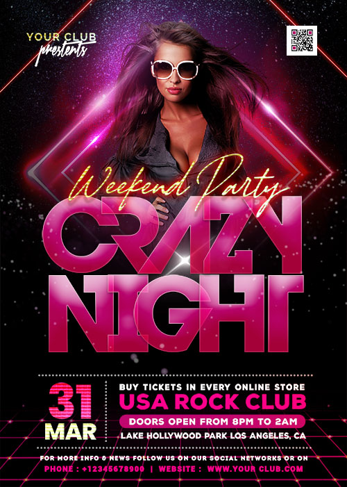 Weekend Night Party Flyer PSD Template