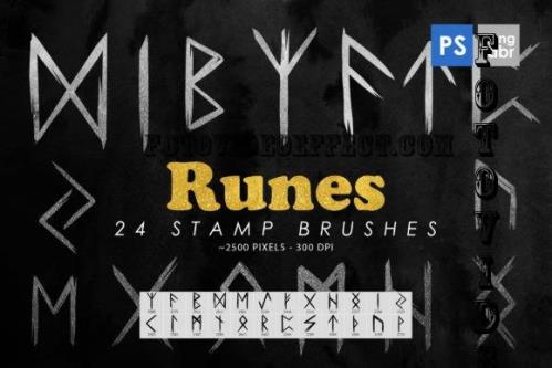 24 Runes Photoshop Stamp Brushes