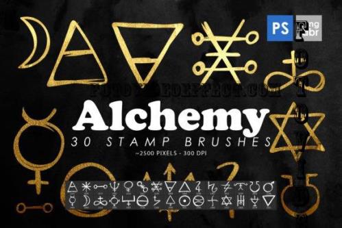 30 Alchemy Symbols Photoshop Stamp Brush