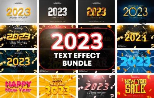 2023 New Year 3D PSD Text Effect Bundle