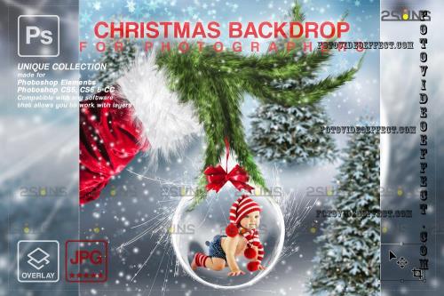 Christmas Backdrop photoshop overlays, Santa hand V02 - 2283280