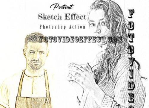Portrait Sketch Effect PS Action - 10892000