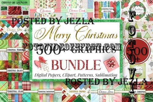 Merry Christmas Graphics Bundle - 62 Premium Graphics