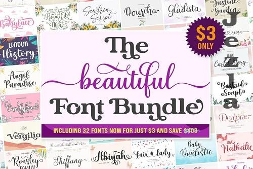 The Beautiful Font Bundle - 32 Premium Fonts