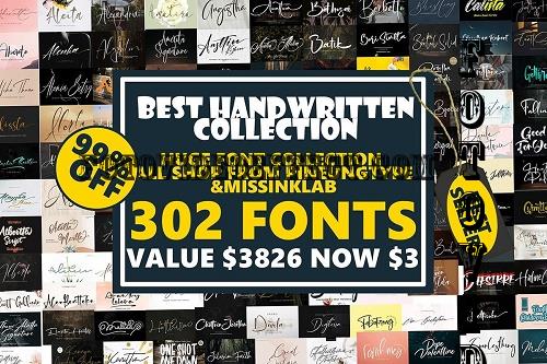302 Fonts All in Collection - 302 Premium Fonts