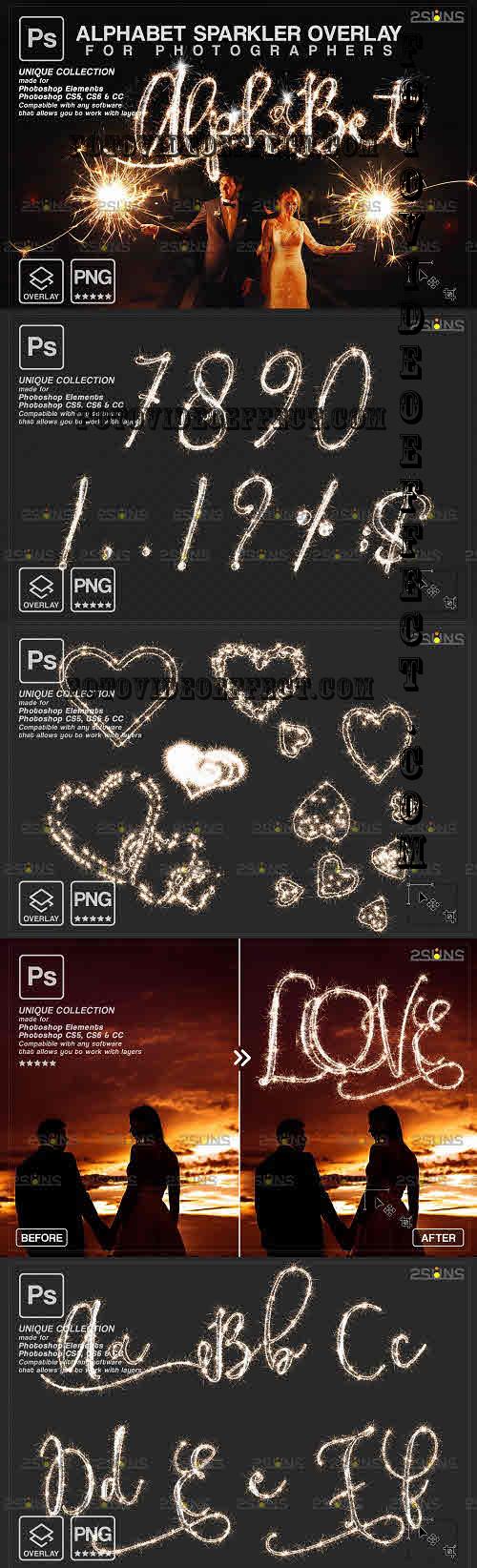 Alphabet sparkler font Wedding Photoshop overlay V02 - 2287131