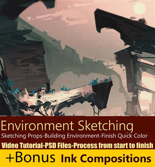 Artstation – Environment Sketching-Props and building v.1 By Hue Teo