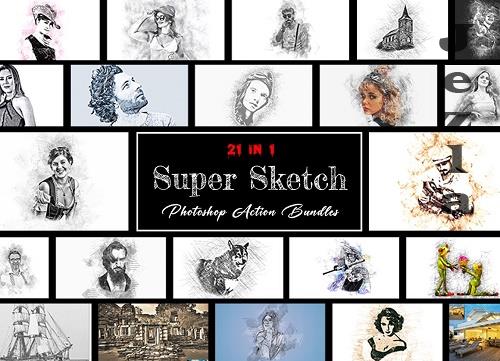 Super Sketch Photoshop Action Bundle - 10874833 Super Sketch Photoshop Action Bundle - 10874833