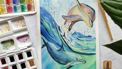 Learn To Paint Dolphins In  Watercolours. Seascape D3bdb7d8f378bb7e79b09d5e0c80cf1c