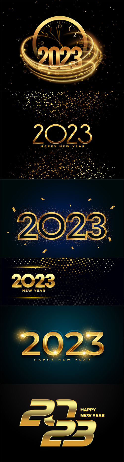 2023 new year wishes vector card with golden confetti and sparkle