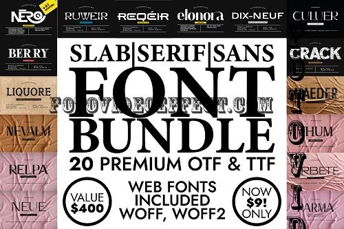 Slab Serif, Serif, Sans Serif Font Bundle -  20 Premium Fonts