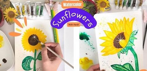 Watercolor Flower Sunflower – How to Paint a Sunflower Front View and Side View