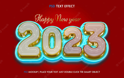 Happy new year 2023 text effect mockup