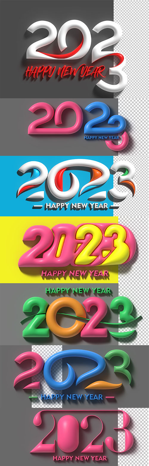 2023 happy new year 3d render text typography design banner poster 3d illustration