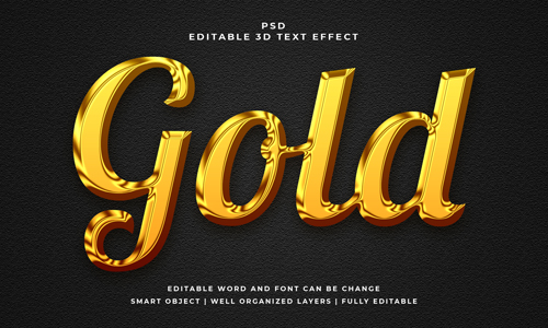 Gold 3d editable psd text effect with background