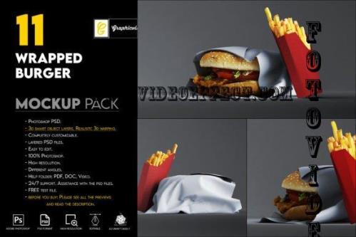 Wrapped Burger Mockup - 7465909