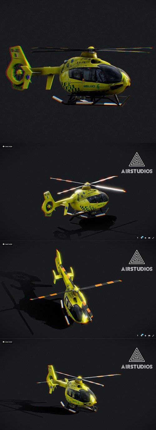 Ambulance Helicopter Airbus H135 PBR 3D Models