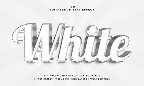 White 3d editable psd text effect with background