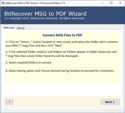 BitRecover MSG to PDF Wizard  7.7 74aa0c53a2f4faeb52b39bffb80ad9c9