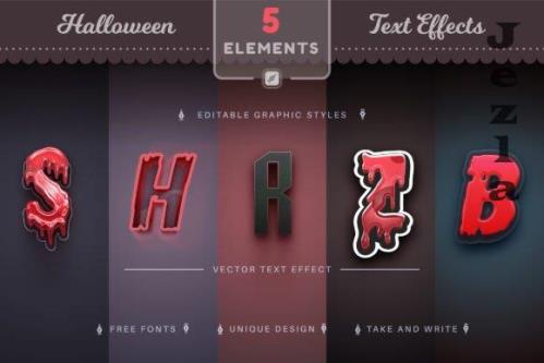 Set 5 Halloween Editable Text Effect - 10300377