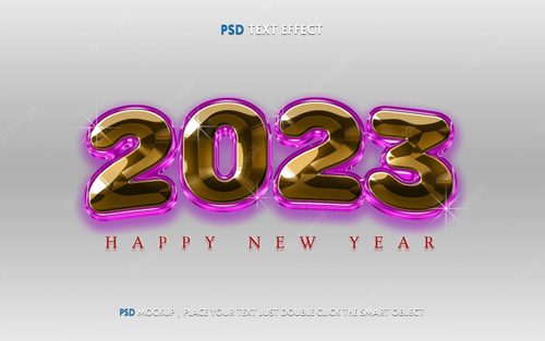 2023 happy new year text effect