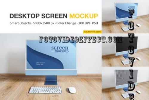 iMac 2021 Blue Mockup Set - 10904172