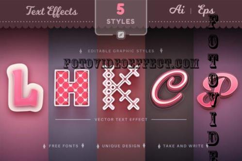 Set 5 Pink Love Editable Text Effect - 10304753