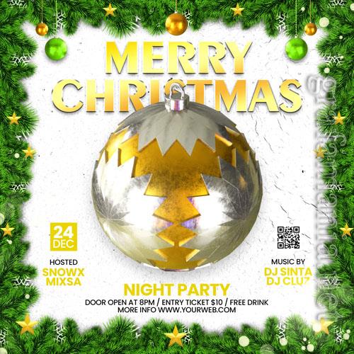 Merry Christmas party flyer social media template