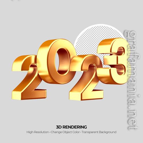 Realistic golden 2023 number 3d rendering