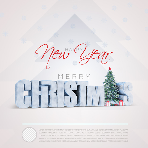 Christmas 3d rendered social media template with transparent background