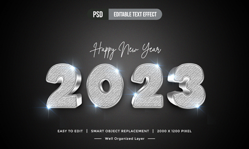 Luxury 2023 silver 3d text style background mockup