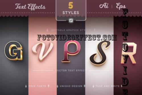 Set 5 Gold Editable Text Effects - 10305651