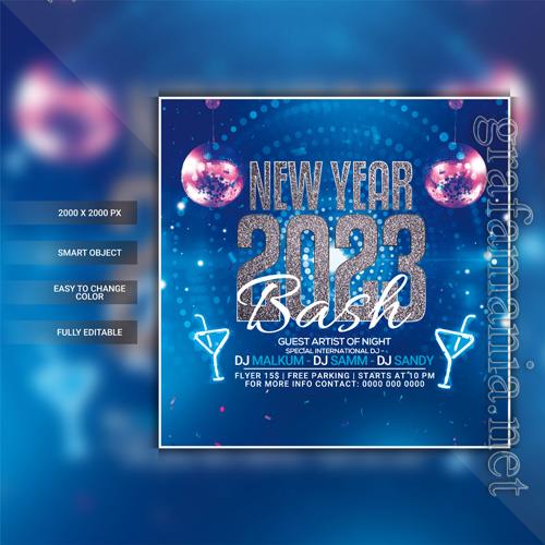 New year 2023 party flyer template psd