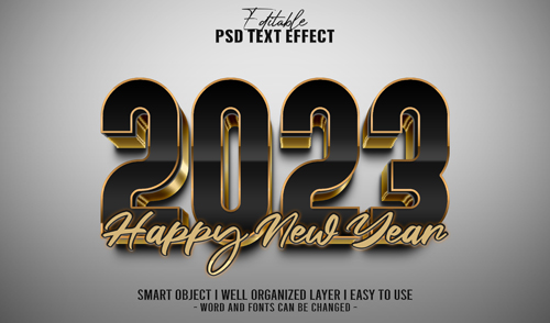 3d editable 2023 new year text effect template