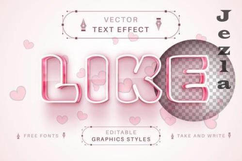 Love Heart Like Editable Text Effect - 10910287