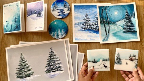 How To Paint Snowy Pine Trees – Acrylic Masterclass