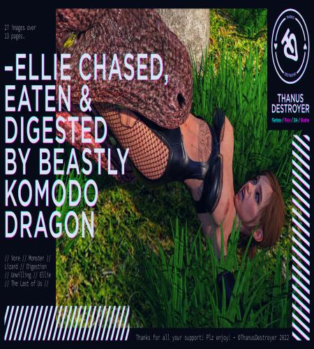 Ellie Chased Eaten & Digested by Beastly Komodo Dragon 3D Porn Comic