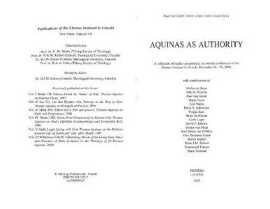 Aquinas as Authority A Collection of Studies Presented at the Second Conference of the Thomas Instituut Utrecht, December 14-16