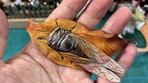 Leather Carving Leaves And Cicadas