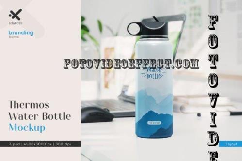 Thermos Water Bottle Mockup - 2318703