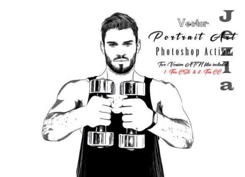 Vector Portrait Art Photoshop Action - 10917471