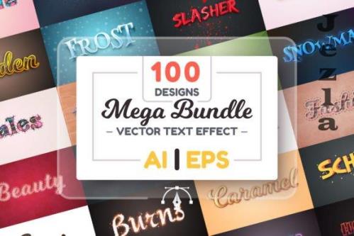 Set 100 Editable Text Effects Font Style