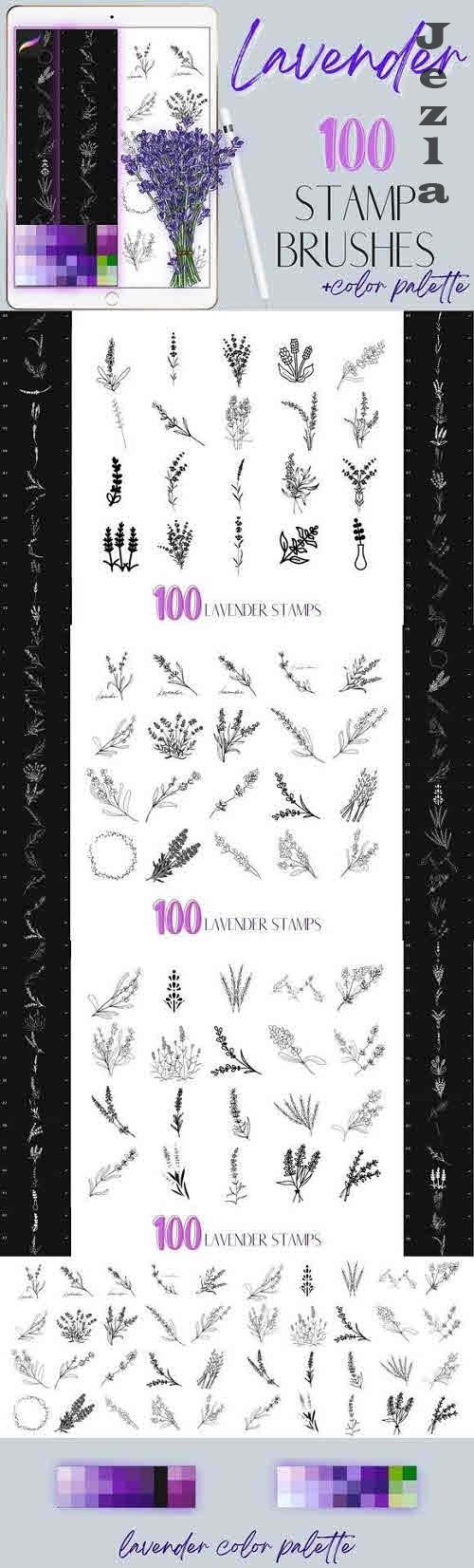Procreate Lavender Stamp Brushes Palette